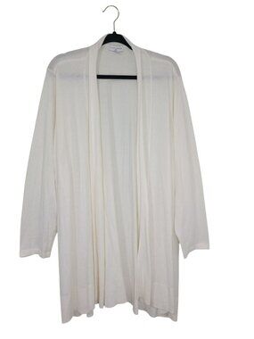 Susan Graver Womens 3X Open Front Lightweight Ivory Cardigan Sweater